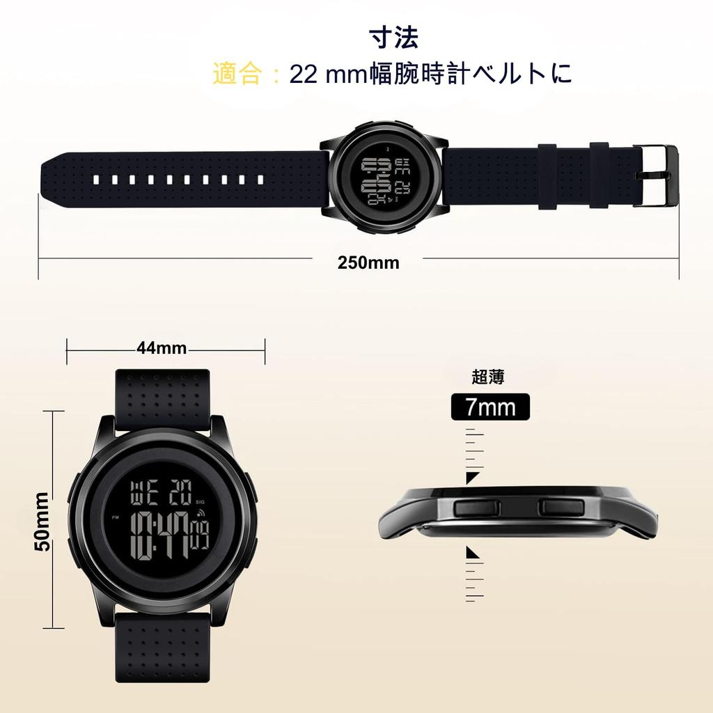 Мужские цифровые часы BUREI, Светящиеся, Водонепроницаемые, Отображение даты, Черные, Для улицы, Большие, Легко читаемые, Многофункциональный секундомер