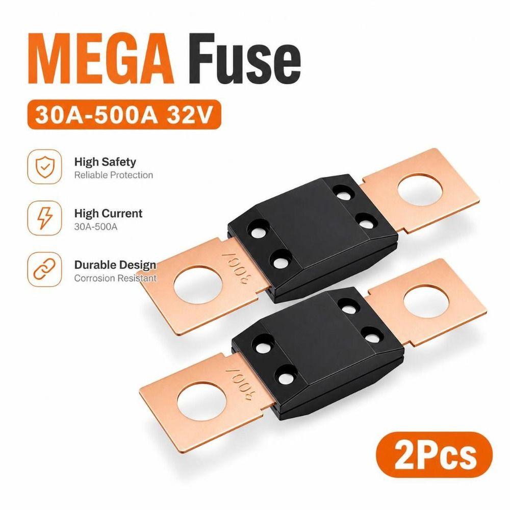 2Pcs 30A-500A ANL Car Fuse 32V Automotive Fuse Durable MEGA Fuse for Car Audio Marine Boat