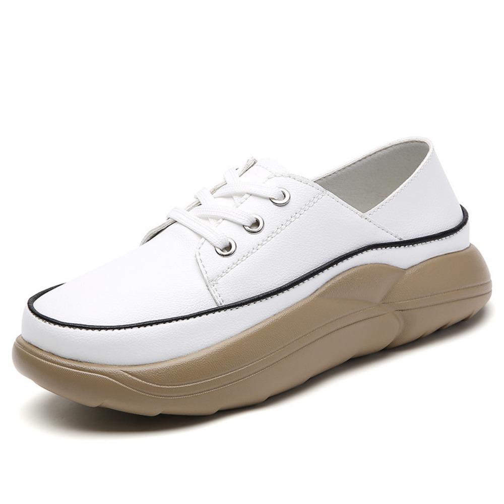 Повседневные белые туфли с толстой подошвой и цветными блоками, Le Fu Shoes