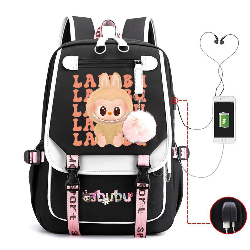 Милый рюкзак с мультяшным принтом LABUBU для учеников средней школы, вместительная школьная сумка в стиле инс