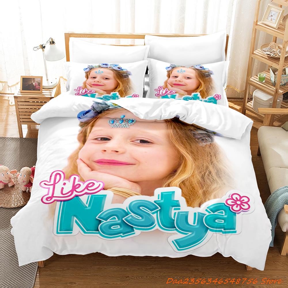Like Nastya Bedding Set Single Twin Full Queen King Size Bed Set Aldult Kid Bedroom Duvetcover Sets 3D Anime Bed Sheet Set