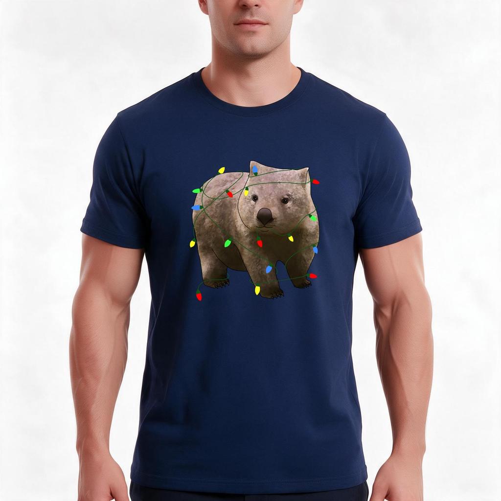 Christmas Wombat Tshirt Summer Casual Cotton Tee Oversized Streetwear Tops Vintage Graphic Print Loose Fit Short Sleeve