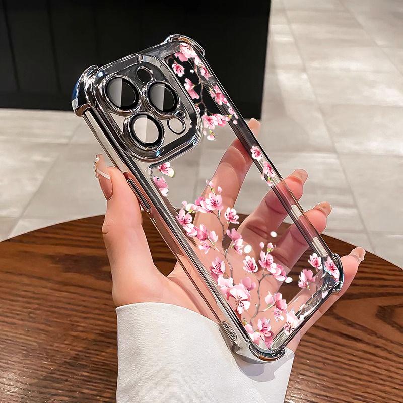 Розовый чехол с цветком коиДля VIVO V60 V40 V50 Lite Y03 Y27S Y28 Y28S Y04 Y21 Y31 Y33S Y21S Y17S Y36 5G V30 Pro Мягкий прозрачный чехол
