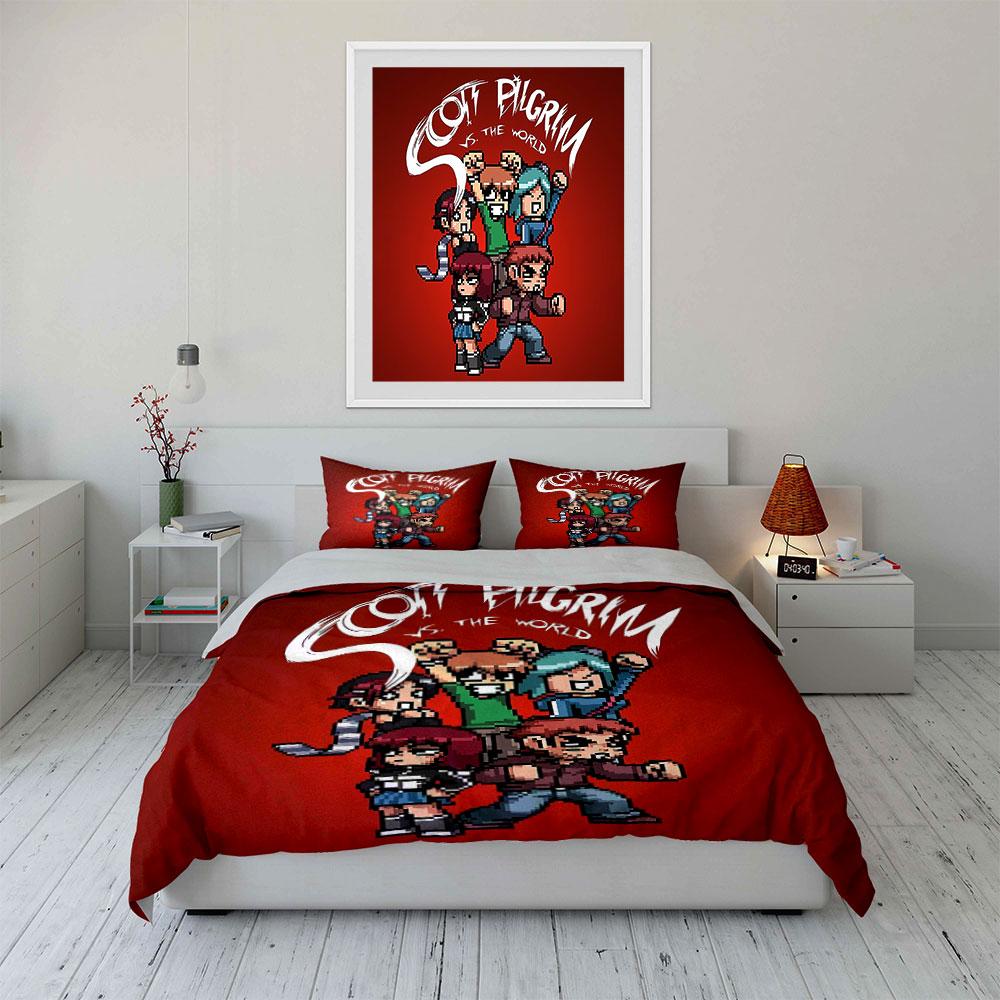 Scott Pilgrim Pixel Art Bedding Bedding Duvet Cover Set Duvet Cover Pillowcases (1 * Duvet Cover 2 * Pillowcases, without duvet insert)