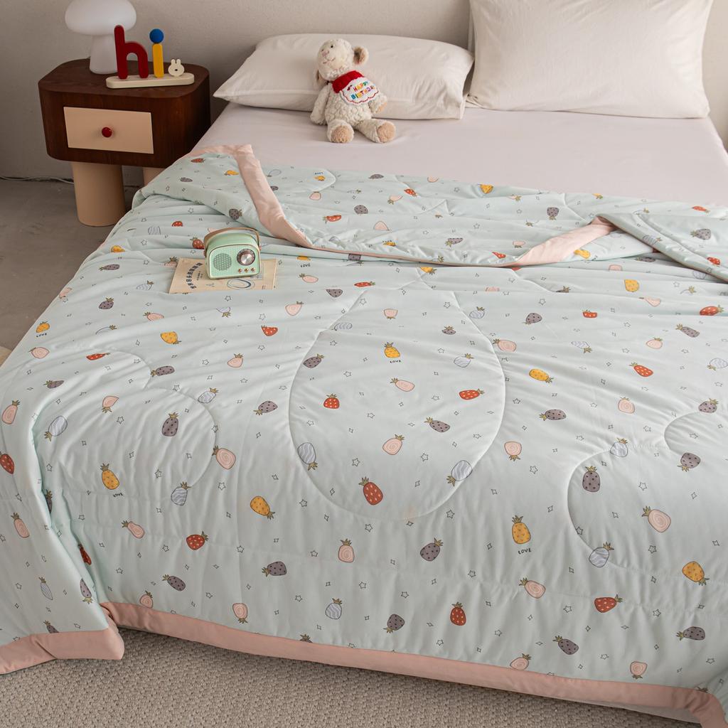 Sleeping grid hand wrapped edge, cool feeling, antibacterial, summer quilt, summer cool quilt