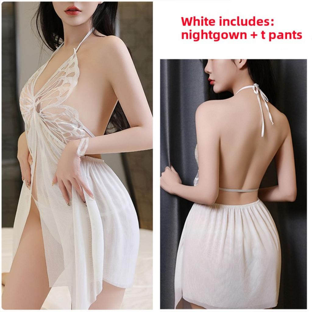 Бабочка Чистое Желание Тюль Прозрачная Сексуальная Ночная Сорочка Без Спины Соблазн Горячая Страсть Перспектива