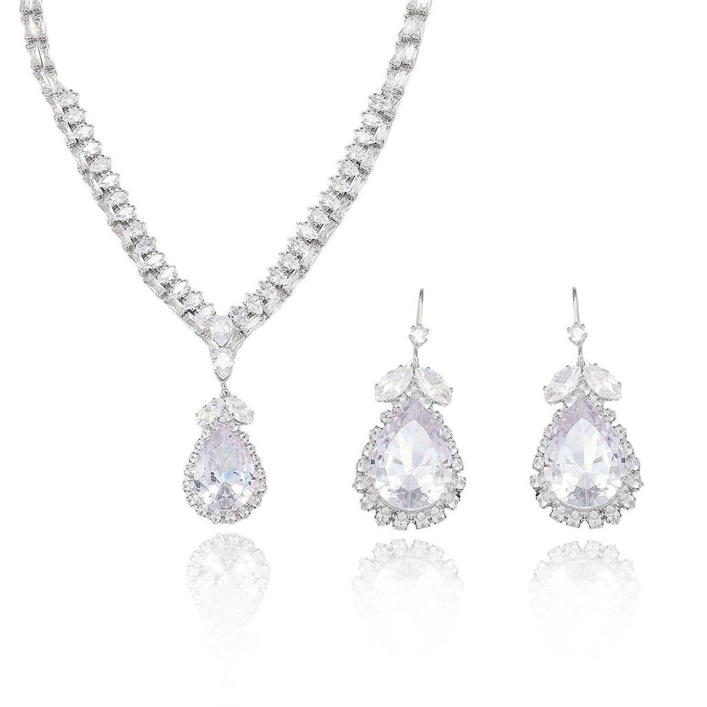 Европейский и американский стиль Zircon Tulip Набор из ожерелья и серег