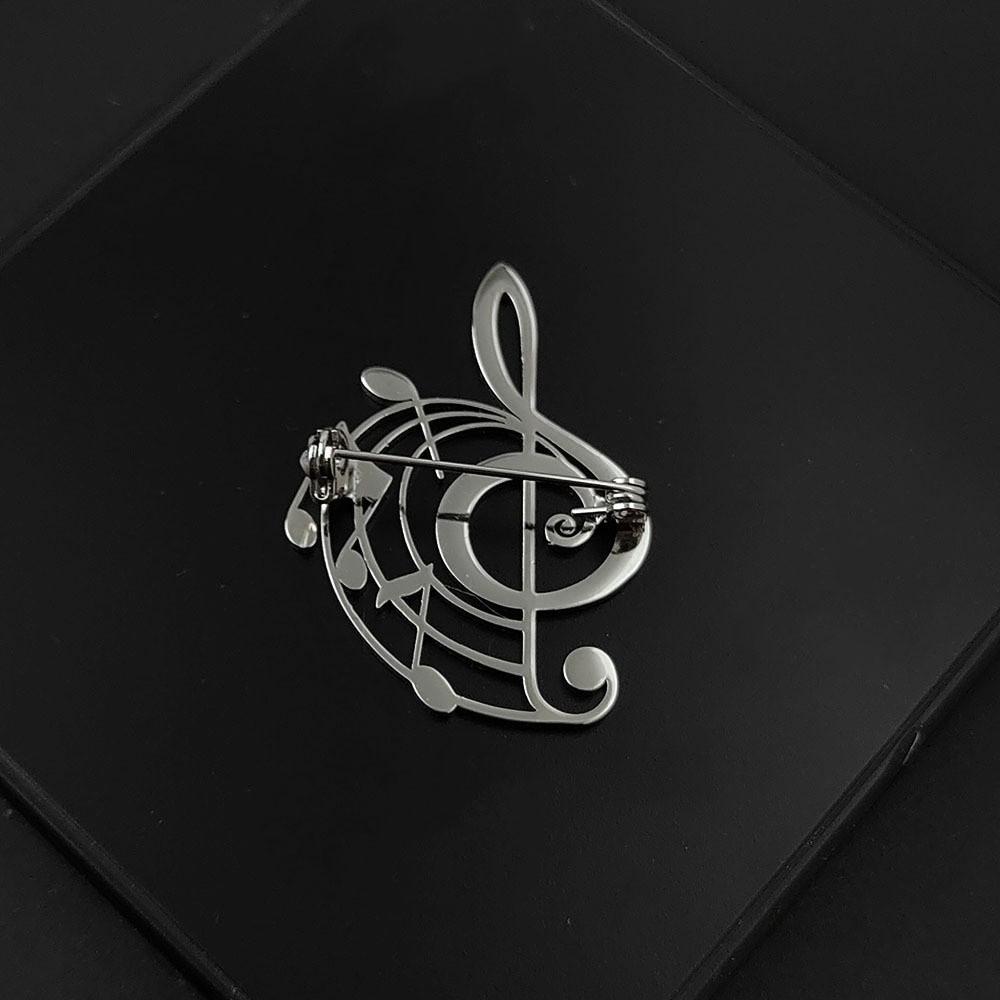 Stainless Steel Music Note Brooch Pin Hollow Design Music Badge Lapel Pin Daily Wear