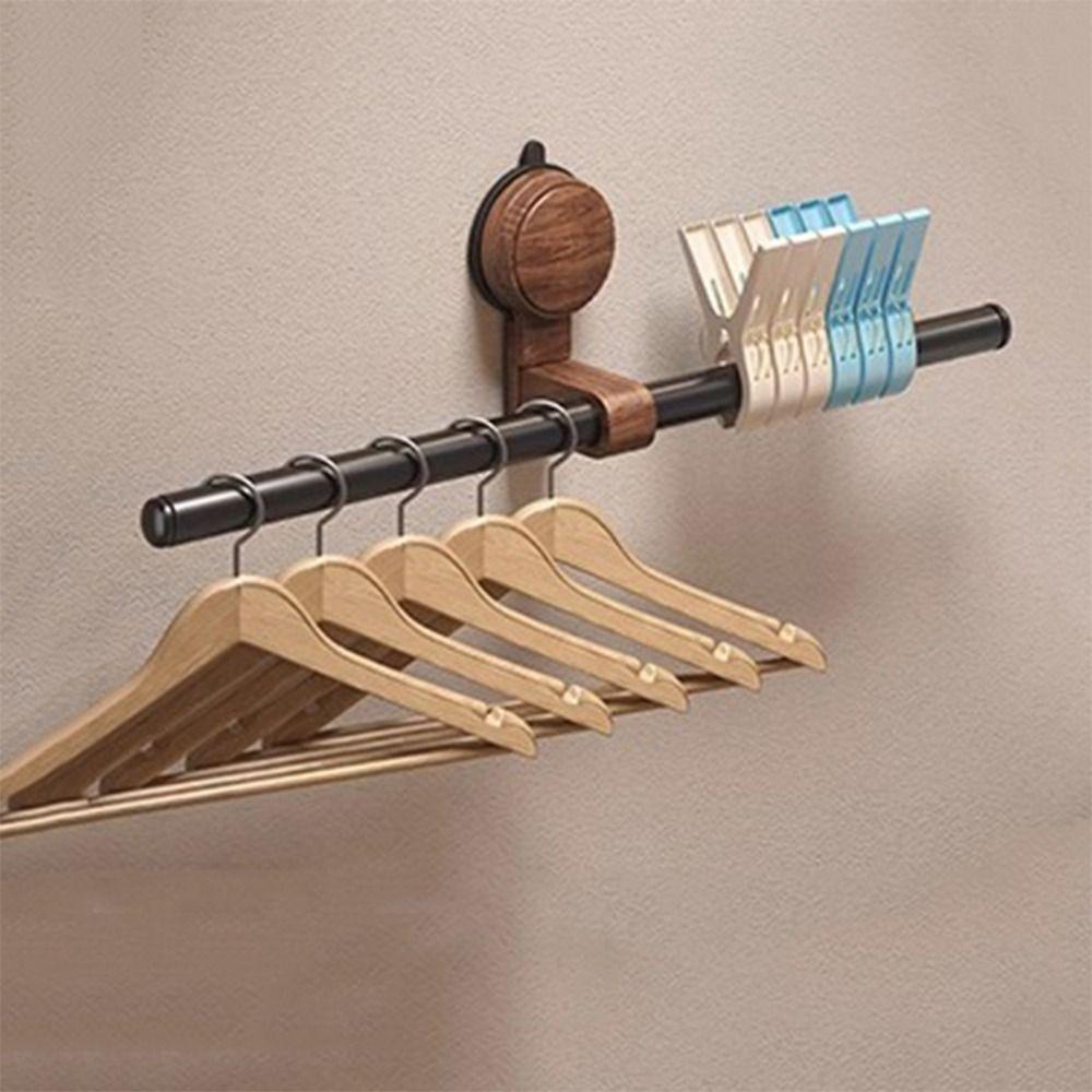 Plastics Walnut Wooden Towel Bar Walnut Wood Suction Mount Towel Bar No Hole Towel Bar  Shower room