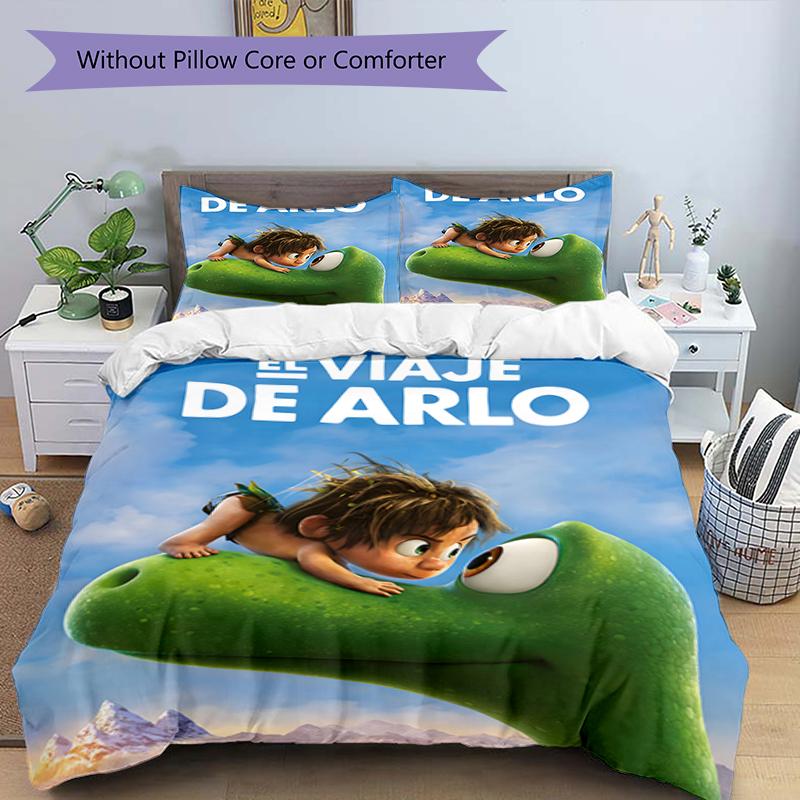 3pcs The Good Dinosaur2 Design Cover Set - HD Printed Bedding with 1 Cover and 2 Pillowcases - Perfect for Home and Dorm Decor