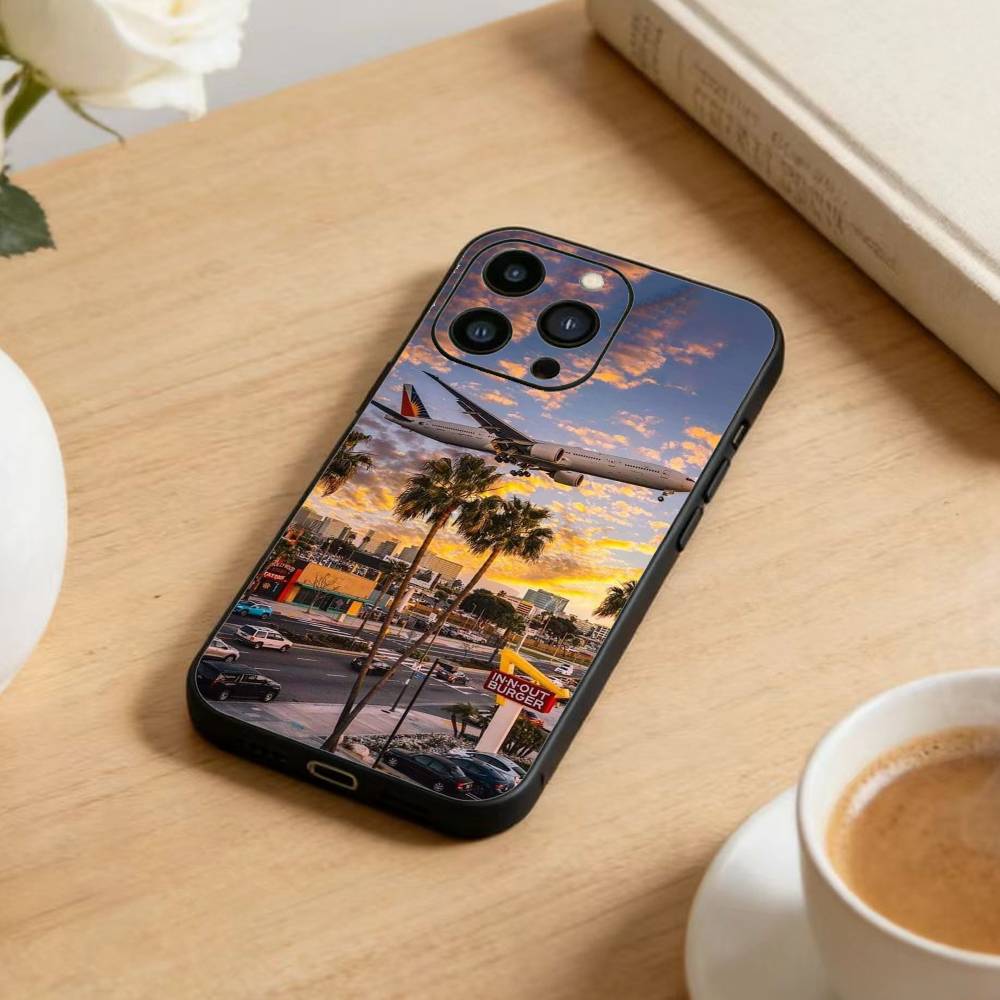 A-Самолет Чехол для телефона для iPhone 17 16 15 14 13 12 Max Plus Силиконовый Черный Чехол