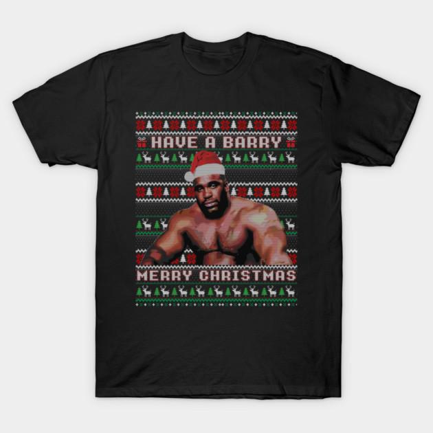 Asian Size Men Black Print T-shirt Merry Christmas Have A Barry - Barry Wood Ugly Sweater Christmas Funny Tee No-Cut Print Cotton Tshirt