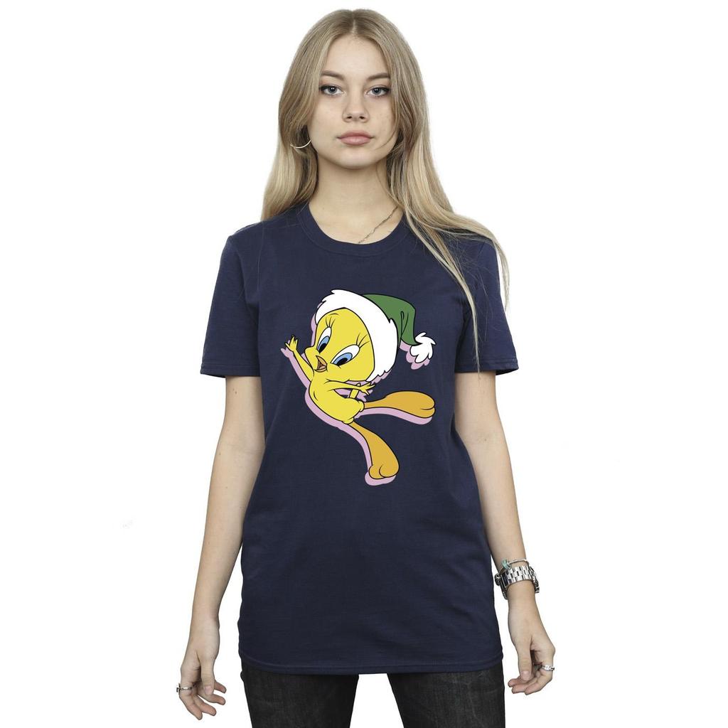 Looney Tunes Womens/Ladies Tweety Christmas Hat Cotton Boyfriend T-Shirt