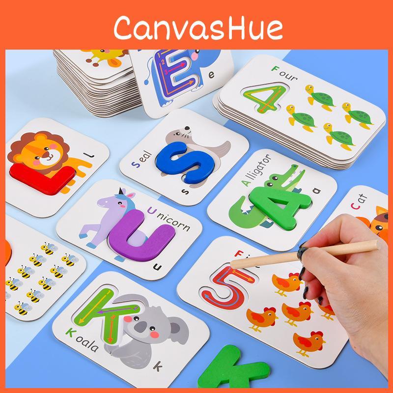 И Деревянный Пазл для Сопоставления Букв и Цифр для Детей Дошкольного Возраста