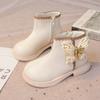 Girls Fashion Butterfly Boots Elegant Kids Short Leather Boots Chic Children Sweet Princess Boots Round-toe Anti-Slippery 2024