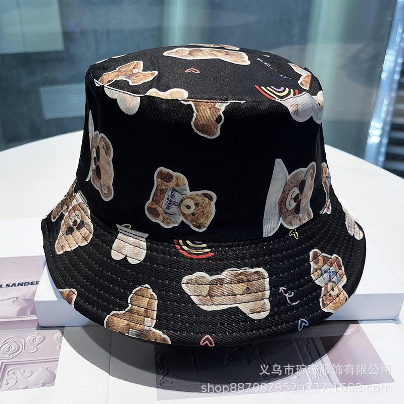 Trendy versatile sunshade sun hat summer double-sided pot hat printed bucket hat women