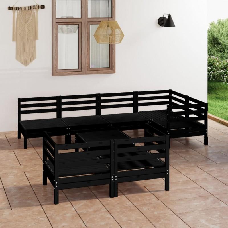 Day and Night - Day and Night Garden Furniture Set 8 Pieces Solid Black Pine Wood