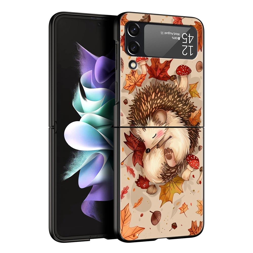Милый маленький ёжик Чехол для телефона Samsung Galaxy Z Flip3 Flip4 Flip5 Чехол-оболочка Для Z Flip 3 4 5 6 Черный Жесткий Складной Чехол