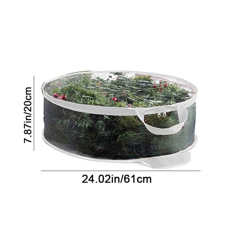 Round Wreath Storage Bag PVC Wreath Zippered Container Practical Garlands Storage Bag  for Home