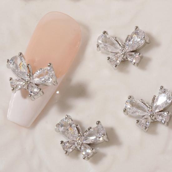 Nail Ornament High Durability Rust-proof Cubic Zirconia DIY Nail Decoration Bow-knot Nail Accessories
