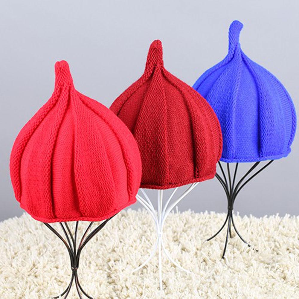 Смешная Теплая Зимняя Шапка-Бини Вязаные Шерстяные Шапки-Вертушки Скрученные Цветы Остроконечные Шапки