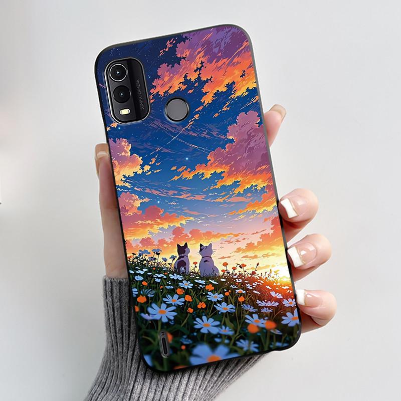 Black Case For Nokia G11 Plus Unique Design Black Cat Holding A Basket Pattern Shell Jelly Color Anti-scratch Soft Casing