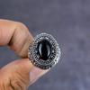 Кольцо из серебра 925 пробы с натуральным черным камнем шпинель, размер 7 l8I01