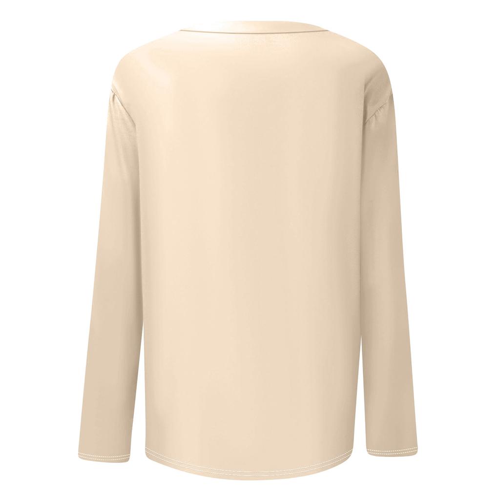 Women's Shirts Christmas Print Long Sleeve Round Neck Basic Loose Pullover Tee Top