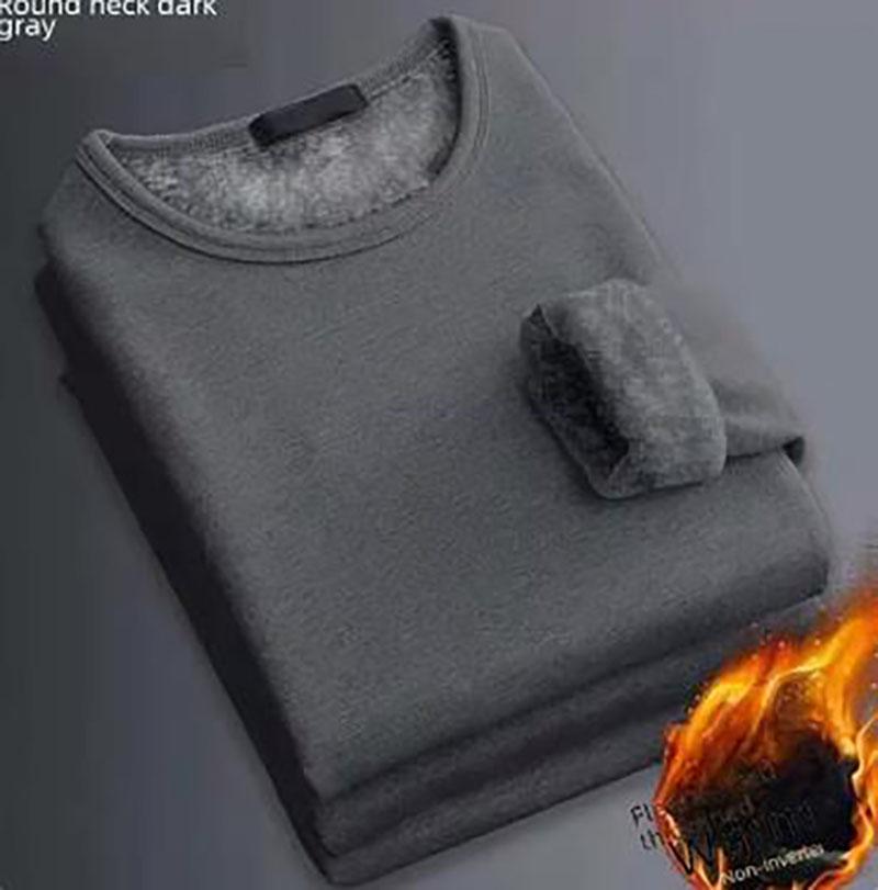 Men's Winter Thermal Underwear Fleece Thickened Warm Sweatshirt O Neck V Neck Base Shirt Large Size