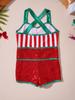 Рождественский комбинезон для девочек в виде леденца, костюм Санты, полосатый, блестящий, с бантом, танцевальная одежда, комбинезон для выступлений на сцене