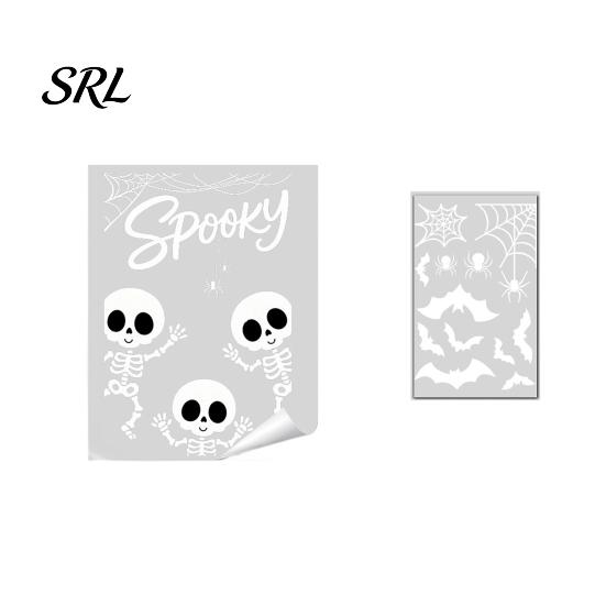 Decorative Seasonal Ornaments Halloween Ghost/Skeleton Static Window Clings, PVC Waterproof Glass Stickers, Creative Gifts Removable Decals