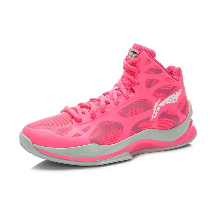 Li Ning SONIC 3 Сетчатые Нескользящие Покрытие Поддержка Амортизация Высокие Баскетбольные Кроссовки Мужские Розово-серые ABPK021-5