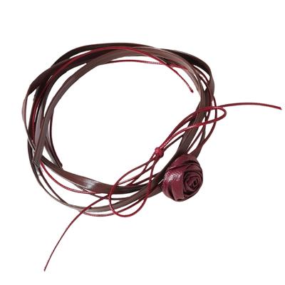 Кожаный чокер ручной работы, элегантный кулон в виде цветка камелии, цепочка для ключиц для праздничных вечеринок и повседневной носки