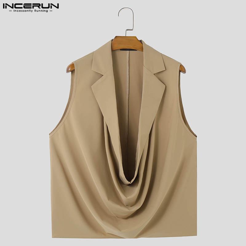 INCERUN Мужские свободные майки без рукавов с вырезом-хомутиком и глубоким V-образным вырезом