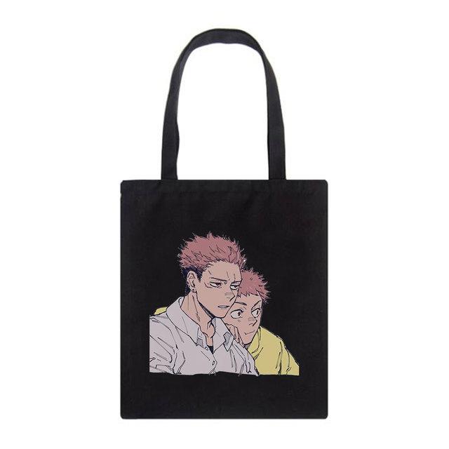 Summer Jujutsu Kaisen Anime Shoulder Canvas Bags Casual Large-capacity Punk Fashion Tote Cartoon Harajuku Kawaii Women Bag