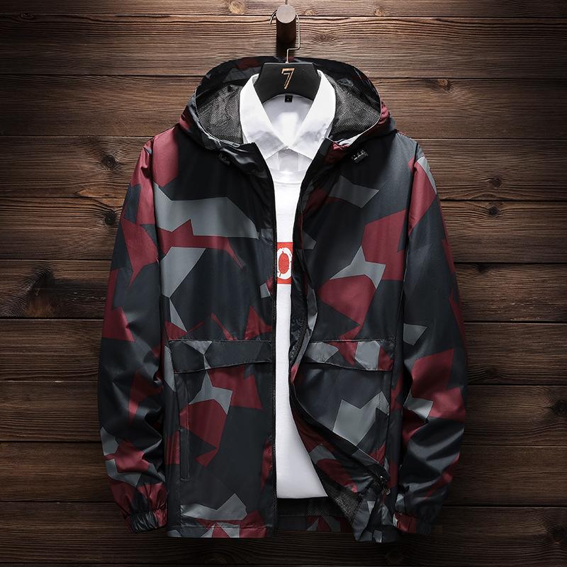 Hooded Camouflage Windbreaker Outdoor Running Quick-drying Coat Spring and Autumn Men's Light Casual Jacket Windproof Jacket