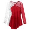 Kids Girls Stylish Dance Wear Long Sleeve Rhinestone Decor Contrast Color Skating Dresses