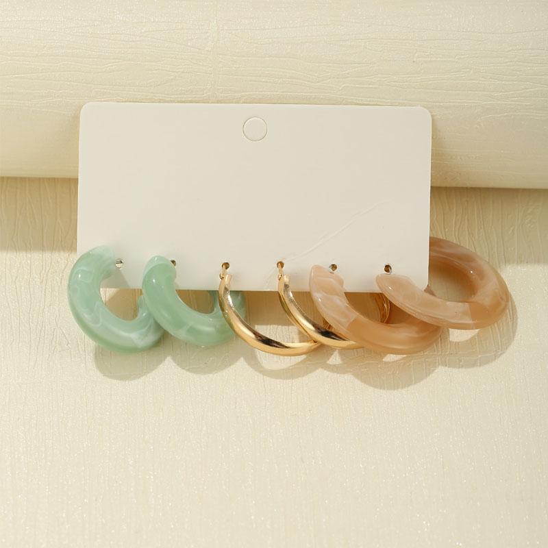 Fashion Colorful Resin Earrings Set  Pearl Hoop Candy Color 2021 New Style for Women Flower Heart Butterfly Cross Earrings