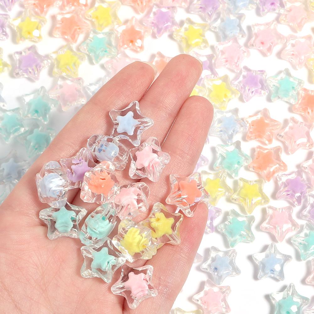 Pack of 50 Colorful Acrylic Star Beads for DIY Bracelets & Phone Chains