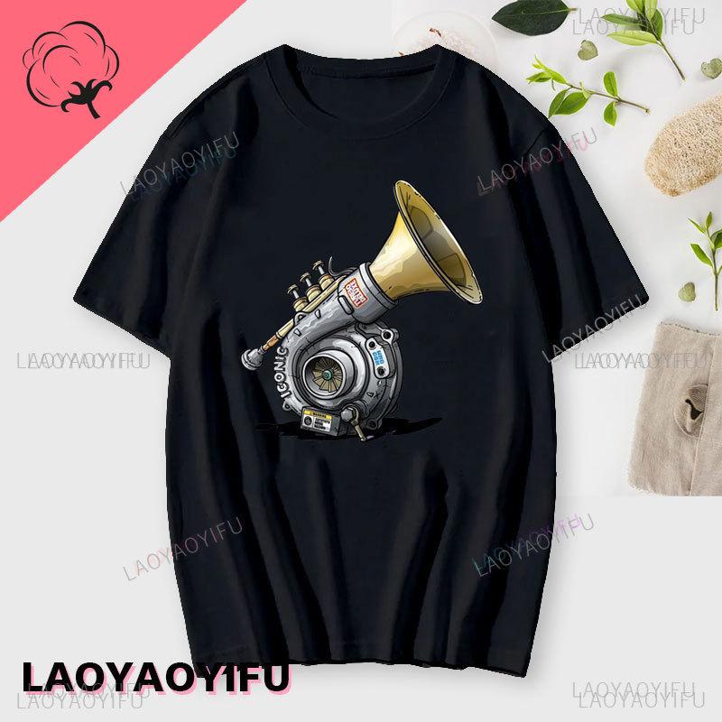 New Boost Turbo Engine Printing TShirt Car Parts Funny Mechanic Cotton Teemen 2024 Summer Fashion Top Personality Mans Clothing