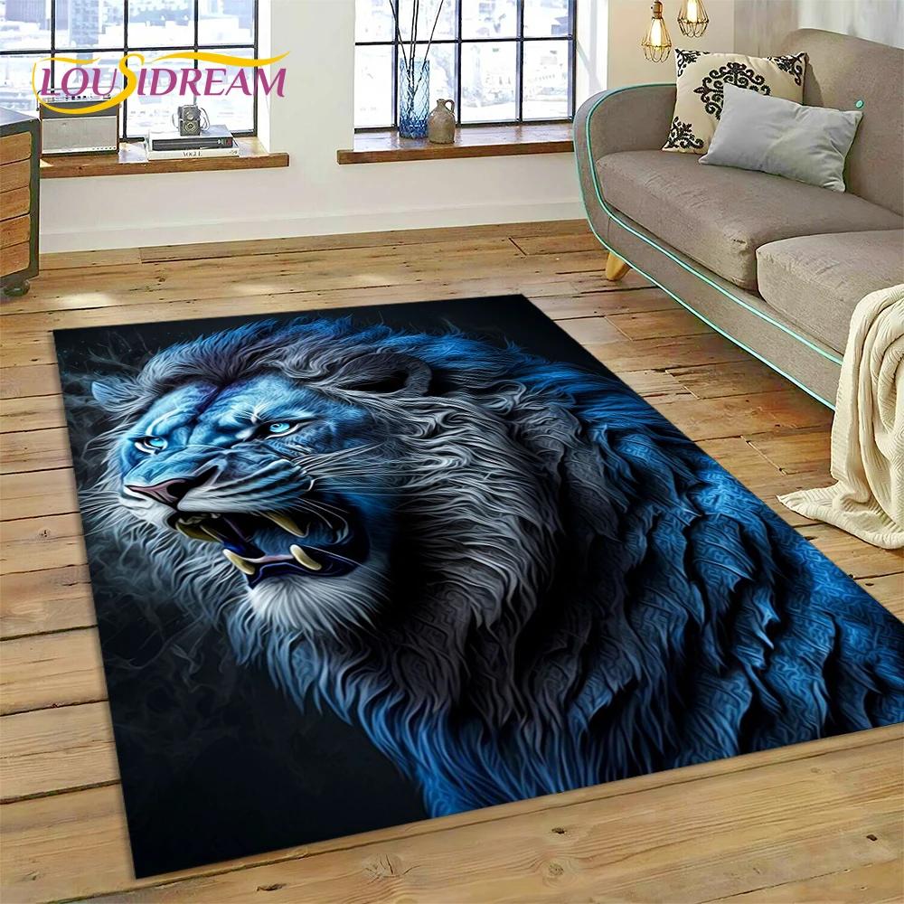 3D зверь, тигр, лев, животное, дикая природа, мультяшный ковер, ковер для дома, гостиной, спальни, дивана, коврик для двери, декор, детский коврик, нескользящий коврик
