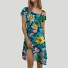 Short Sleeve Boho Dress For Women Casual Loose Fit Summer Sundress Floral Print Dress With Pockets