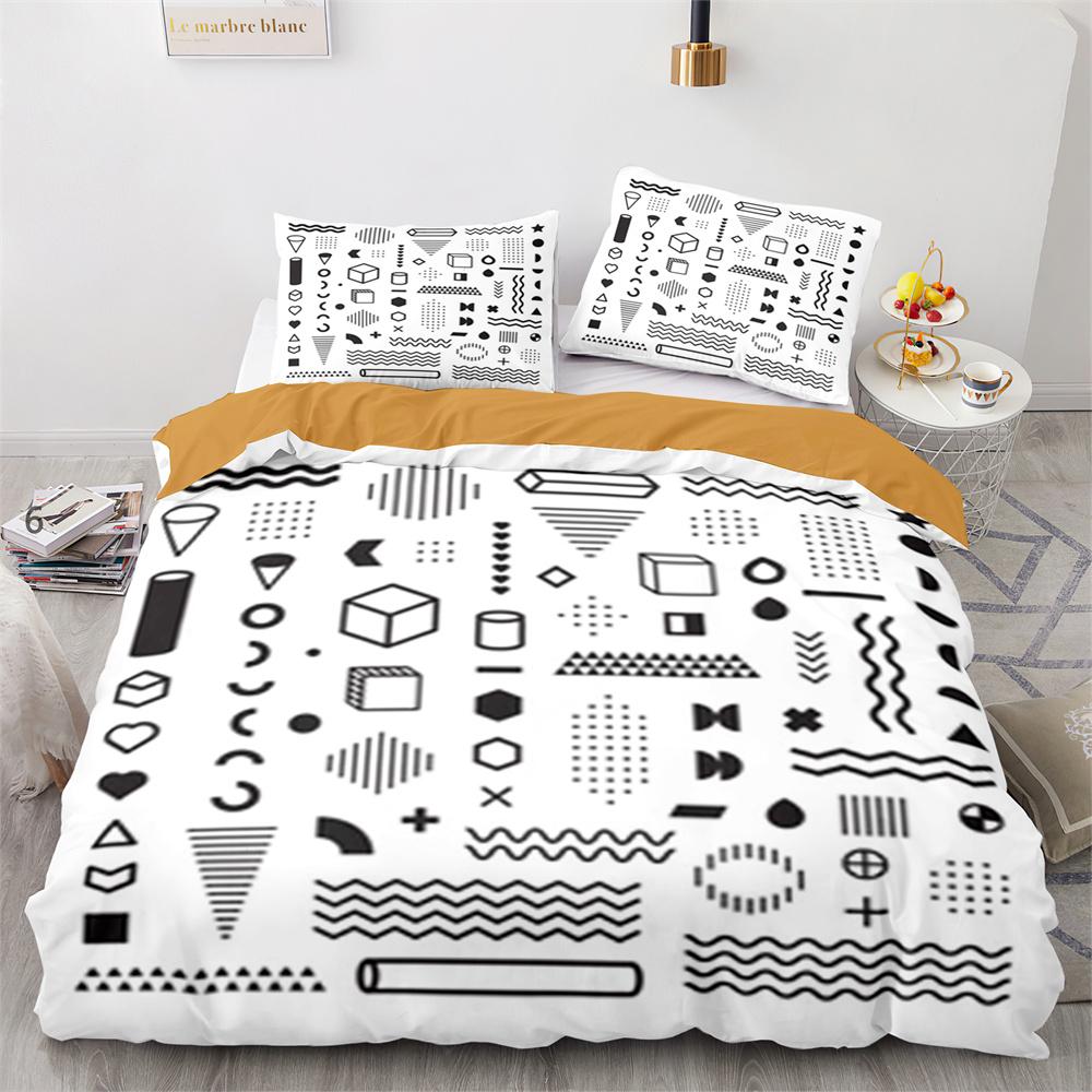 Geometry Graphics Duvet Cover Set King Queen Twin Size For Teens Adults Bedding Set Polyester Comforter Cover With Pillowcase