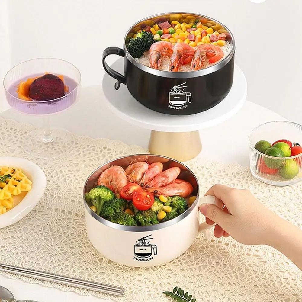 with Chopsticks and Fork Instant Noodle Bowl 1300ml Lunch Box Portable Ramen Bowl  Student