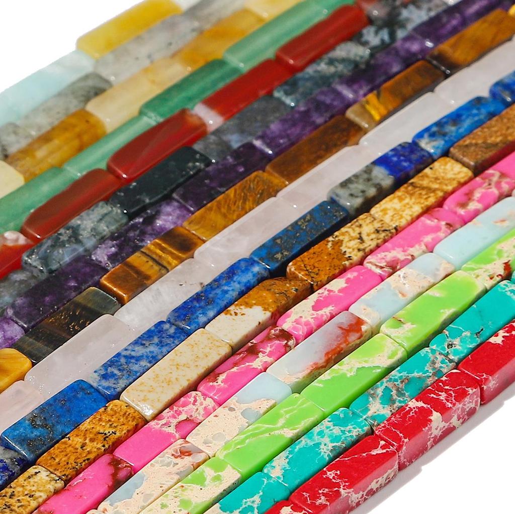 30 шт. Бусины из натурального камня, квадратные бусины-трубочки, агат, тигровый глаз, аметист, разделительные бусины для изготовления украшений, DIY браслет, ожерелье, серьги (40см)