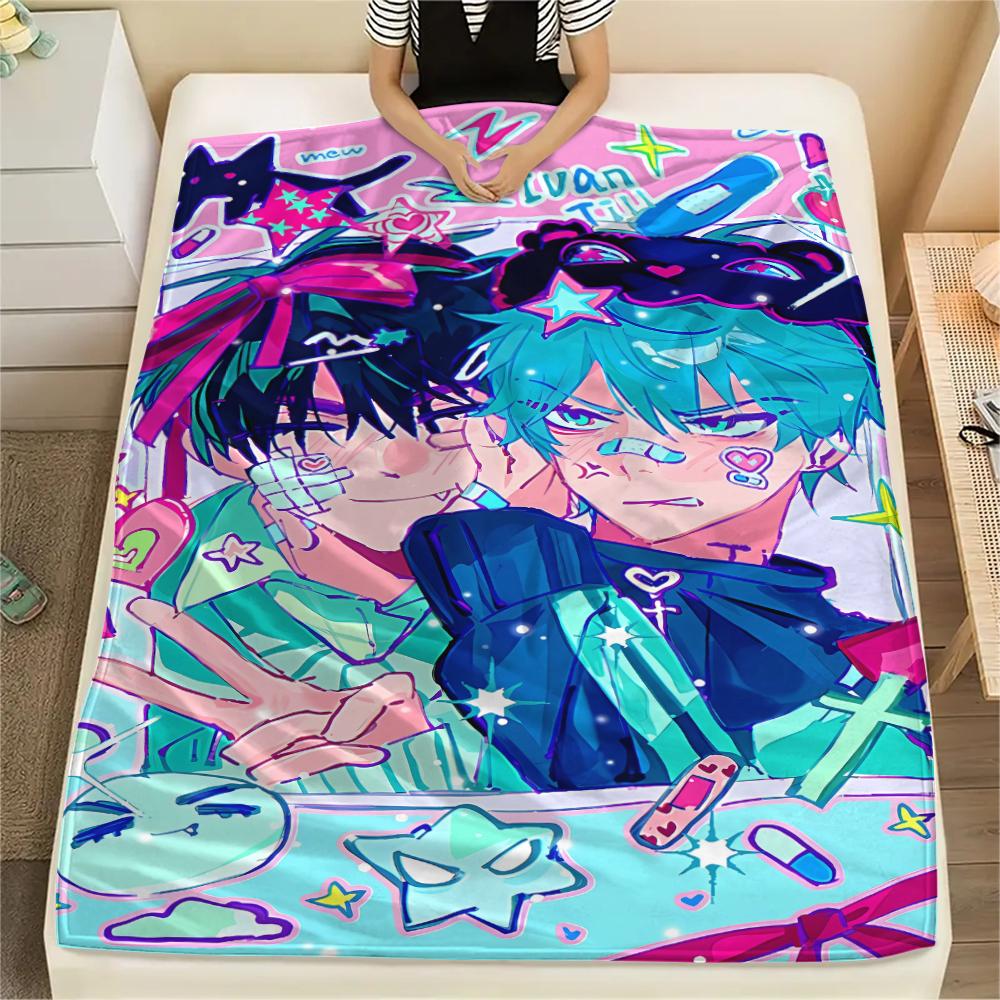 1 шт. Фланелевое одеяло с принтом «Инопланетная сцена», Высококачественное, Для всех сезонов, Декор для дома, Тепло и уют, Идеально для рождественских подарков