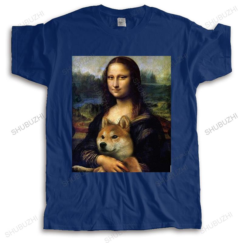 Men Cotton T Shirt Summer Brand vintage Tshirt Mona Lisa Shiba Inu Doge unisex oneck high quality tee shirts cool short sleeve