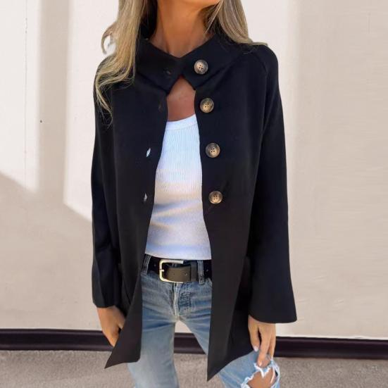 Зимняя женская трикотажная куртка с воротником-лацканом, однобортный кардиган с длинными рукавами, верхняя одежда с карманами, теплое, сохраняющее тепло пальто для поездок на работу