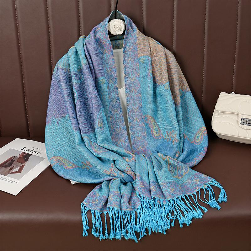 Пейсли Пашмина Шаль Шарф Женский Жаккардовый Кашемировый Принт Шарфы Цветы Бордюры Женский Кисточки Одеяло Накидки Этнические Шали