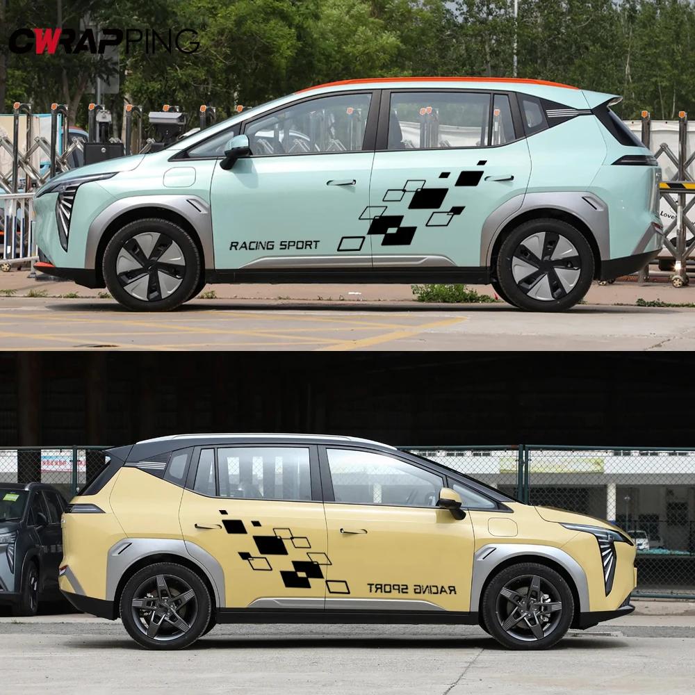 Наклейка Виниловая Решетки для Автогонок Наклейки Решетки Спортивный Стиль Полоса Декор Боковой Двери Кузова Авто Виниловая Наклейка Наклейки Сделай Сам